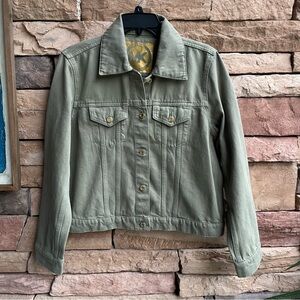 Michael Kors Army Green Denim Jean Jacket Women Large NWT